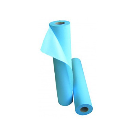 DRAPS D'EXAMENS LAIZE 50CM 180 FMTS DE 38CM  STANDARD PLASTIFIES BLEUS GAUFRES