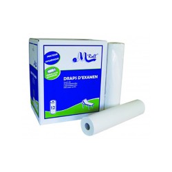 DRAPS D'EXAMENS LAIZE 50CM 50 FMTS DE 114CM PREDECOUPE LONGUE OUATE BLANCHE STANDARD
